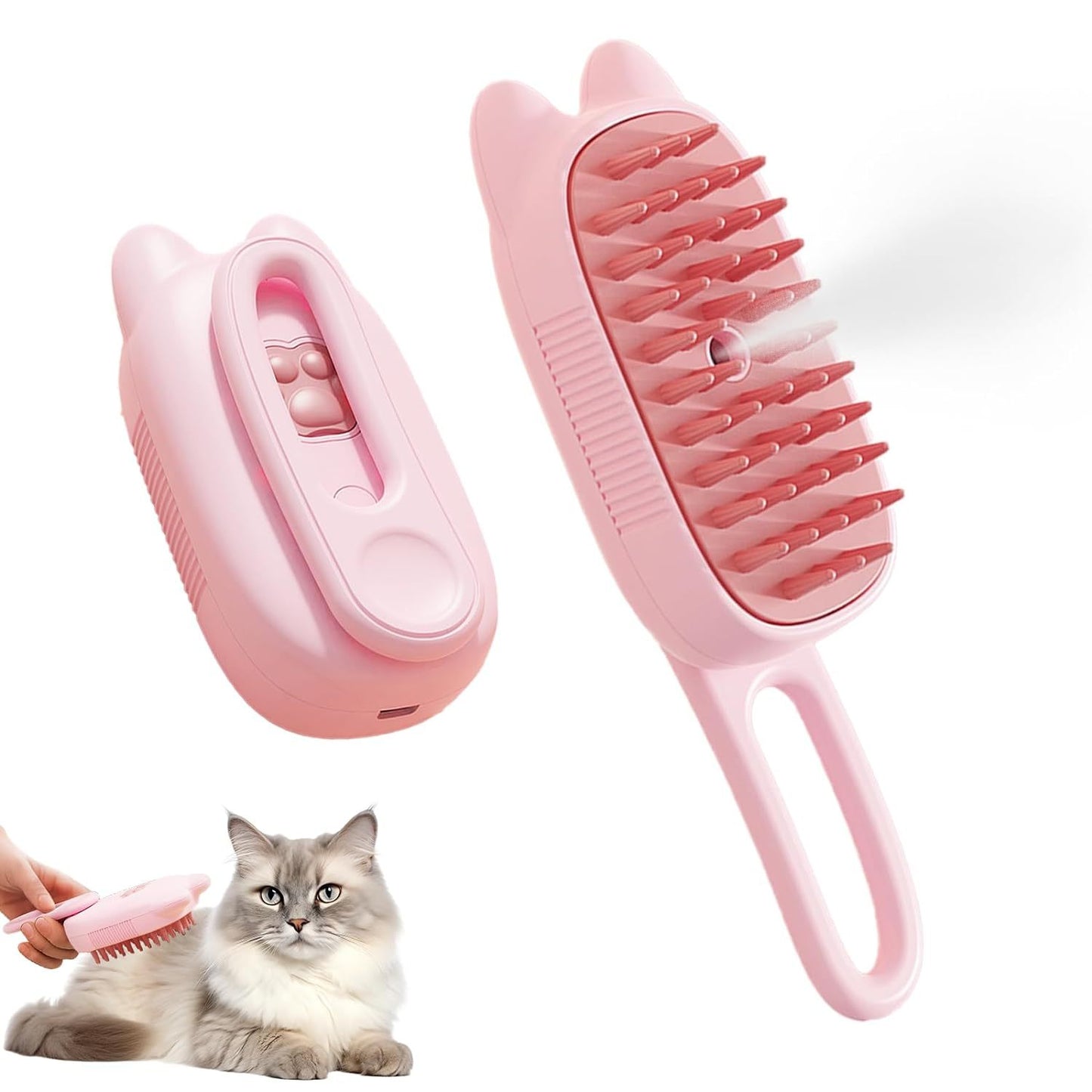 Cat Steam Brush Shedding Massage And Grooming In One Perfect For Dogs And Cats Short And Long Hair Static Flying Hair Remover And Water Sprayer