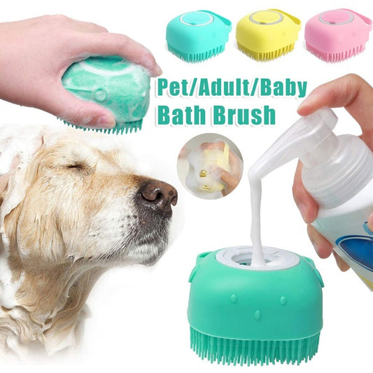 Bath Massage Brush Pet Bathroom Cleaning Tool Comb Brush For Dog Can Pour Shampoo Dog Grooming Supplies