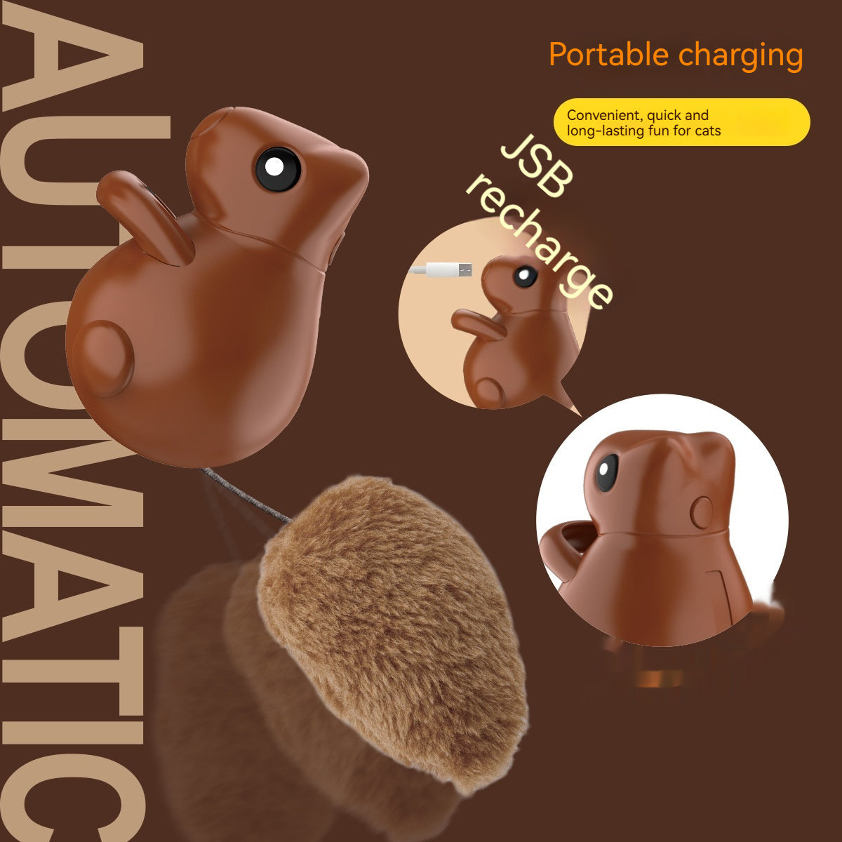 Cat Teaser Toy Squirrel USB Charging