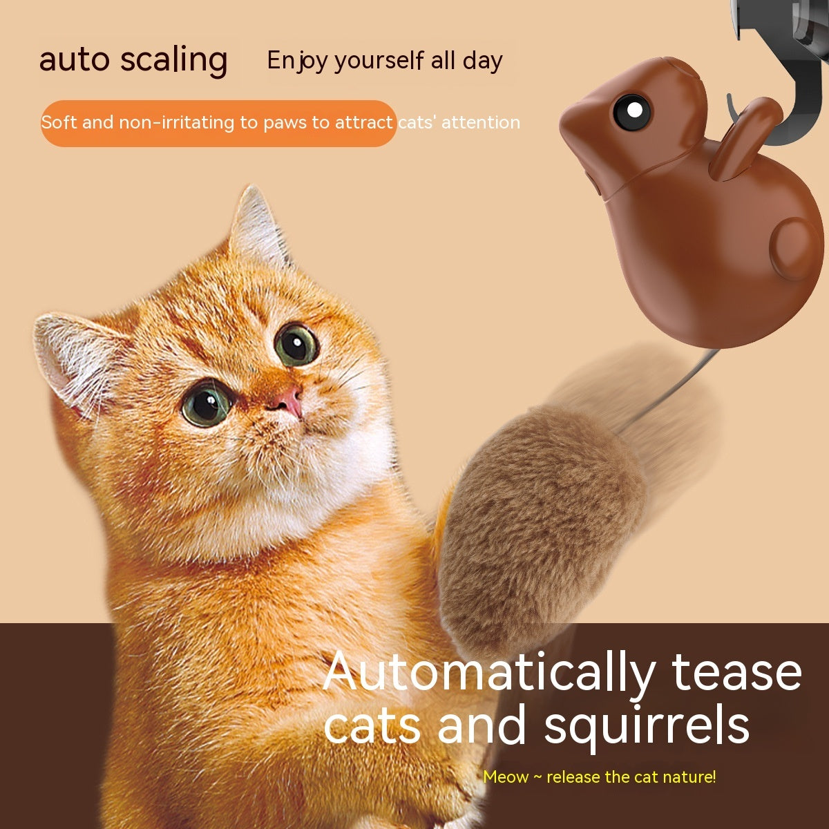 Cat Teaser Toy Squirrel USB Charging