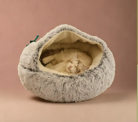 2 In 1 Dog And Cat Bed Pet Winter Bed Round Plush Warm Bed House Soft Long Plush Pets Bed Pet Products